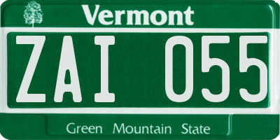 VT license plate ZAI055