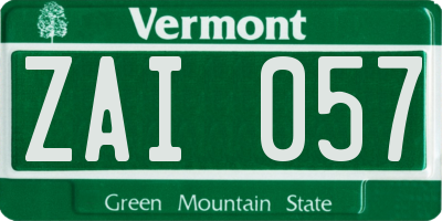 VT license plate ZAI057