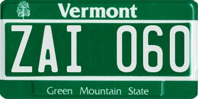 VT license plate ZAI060