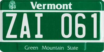 VT license plate ZAI061