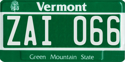 VT license plate ZAI066
