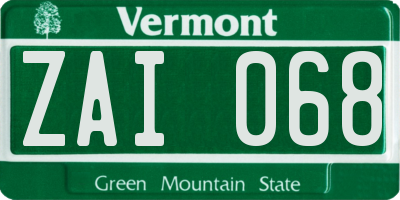 VT license plate ZAI068