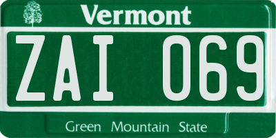VT license plate ZAI069