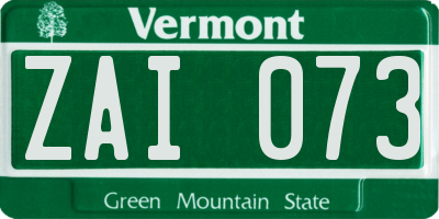 VT license plate ZAI073
