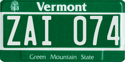 VT license plate ZAI074