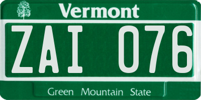 VT license plate ZAI076
