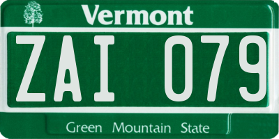 VT license plate ZAI079