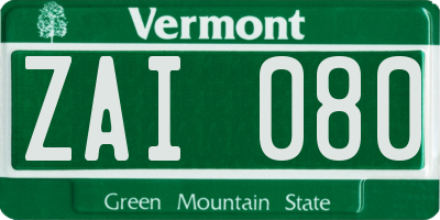 VT license plate ZAI080