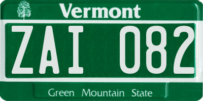 VT license plate ZAI082