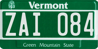 VT license plate ZAI084