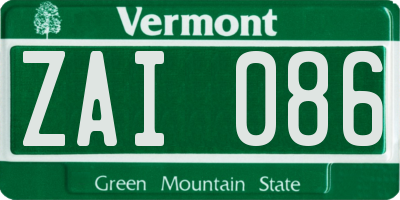 VT license plate ZAI086