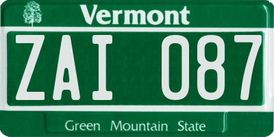 VT license plate ZAI087