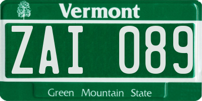 VT license plate ZAI089