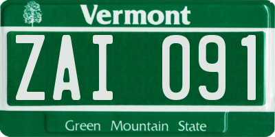 VT license plate ZAI091