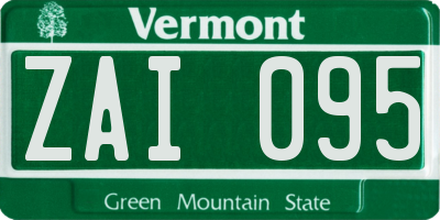 VT license plate ZAI095