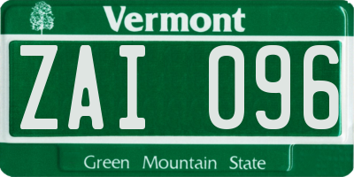 VT license plate ZAI096