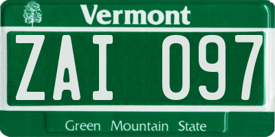 VT license plate ZAI097