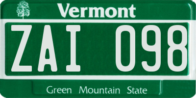 VT license plate ZAI098