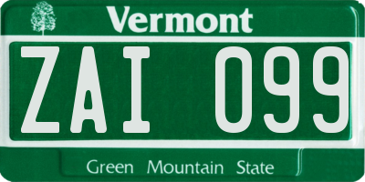 VT license plate ZAI099