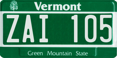 VT license plate ZAI105