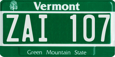 VT license plate ZAI107