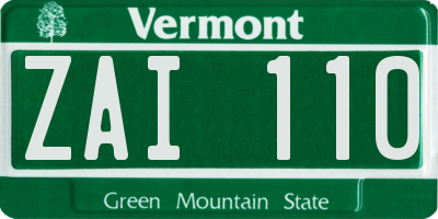 VT license plate ZAI110