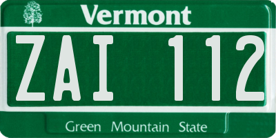 VT license plate ZAI112