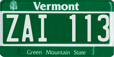 VT license plate ZAI113