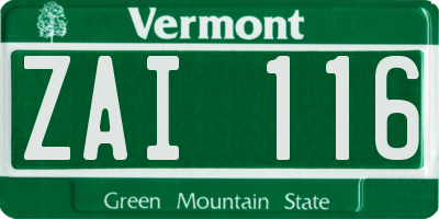 VT license plate ZAI116