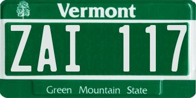 VT license plate ZAI117