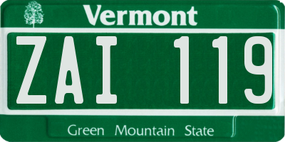 VT license plate ZAI119