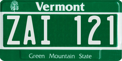 VT license plate ZAI121