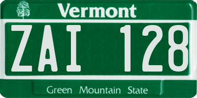 VT license plate ZAI128