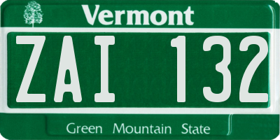 VT license plate ZAI132