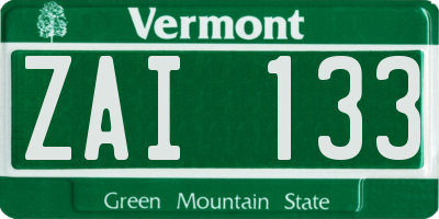 VT license plate ZAI133