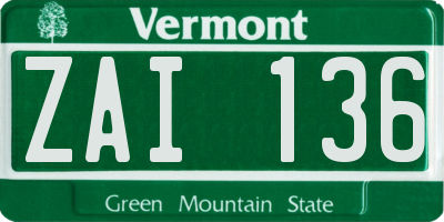 VT license plate ZAI136
