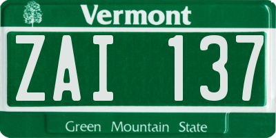 VT license plate ZAI137