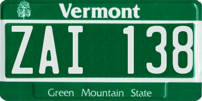 VT license plate ZAI138