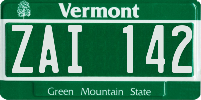 VT license plate ZAI142