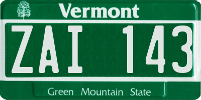 VT license plate ZAI143
