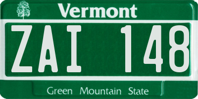 VT license plate ZAI148