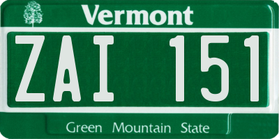 VT license plate ZAI151