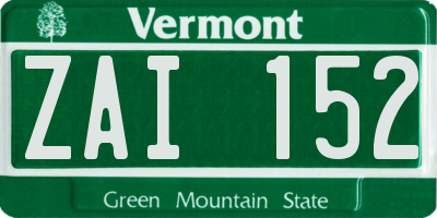 VT license plate ZAI152