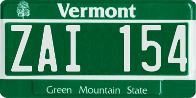 VT license plate ZAI154