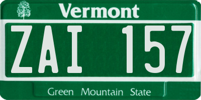 VT license plate ZAI157