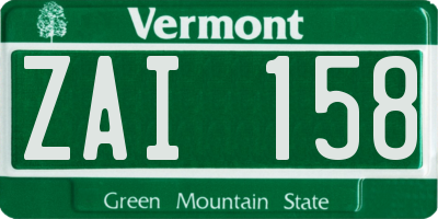 VT license plate ZAI158