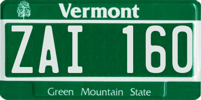 VT license plate ZAI160