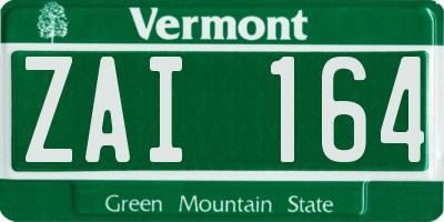 VT license plate ZAI164