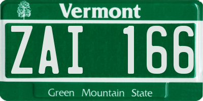 VT license plate ZAI166