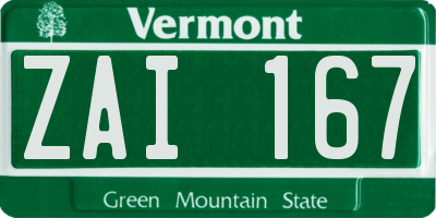 VT license plate ZAI167